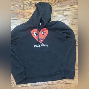 Keith Haring & Old Navy Collab Black Hoodie with Heart Design